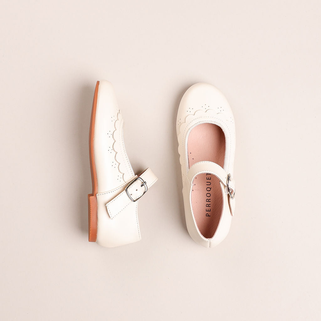 Ivory Mary Jane Shoes for Girls | Perroquet – Perroquet Shoes