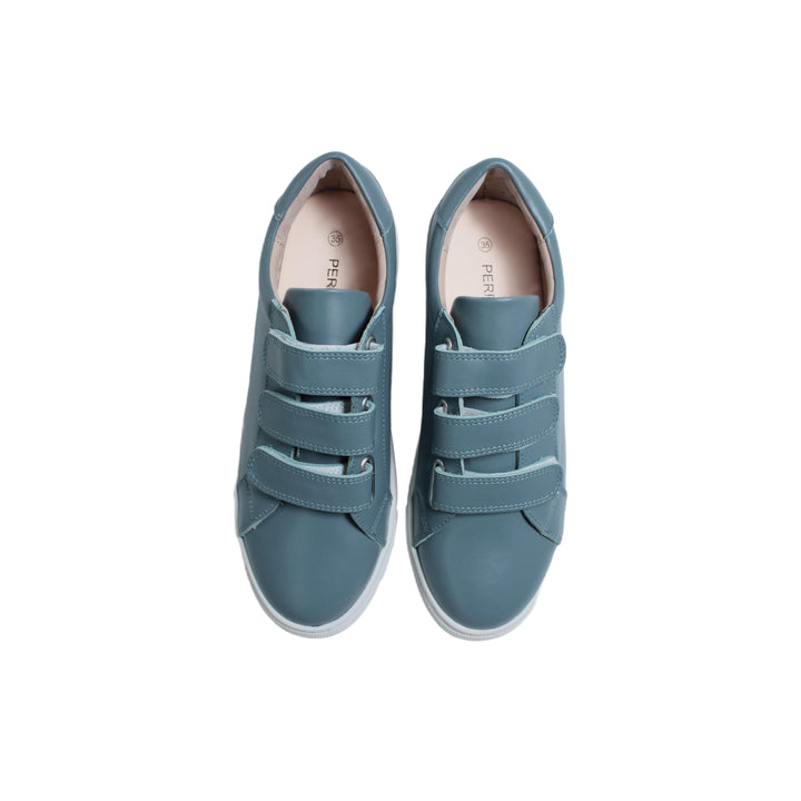 Boys Triple Velcro Sneaker - Dusty Blue