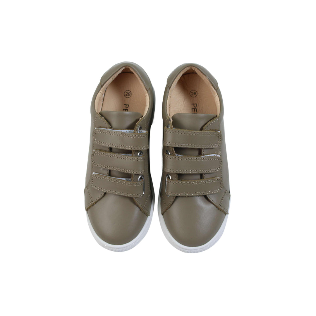 Boys Triple Velcro Sneaker - Taupe