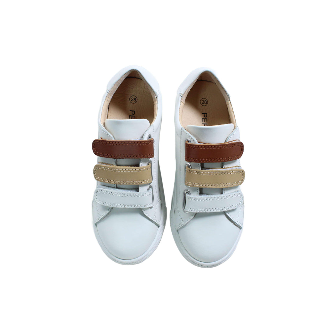 Boys Triple Velcro Sneaker - White