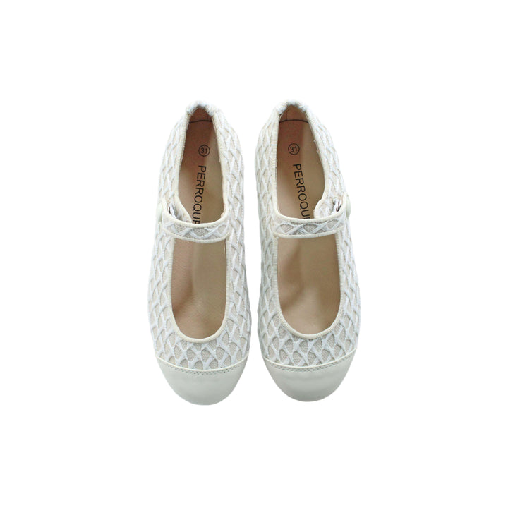 Cap Toe Mary Jane - Ivory Mesh