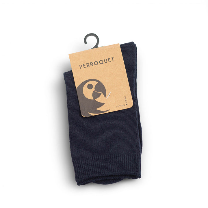 Crew Socks Flat Cotton  - Navy