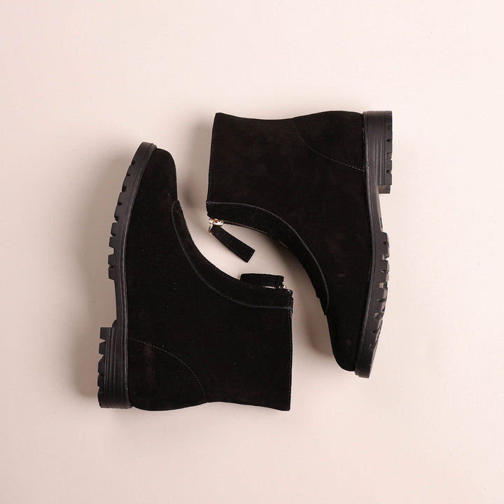 Zipper Front Lug Sole Bootie