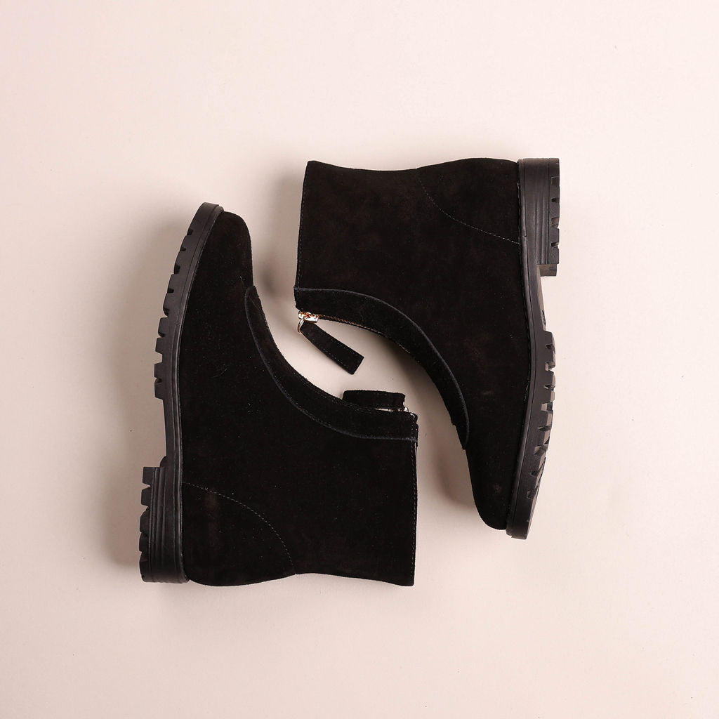 Zipper Front Lug Sole Bootie