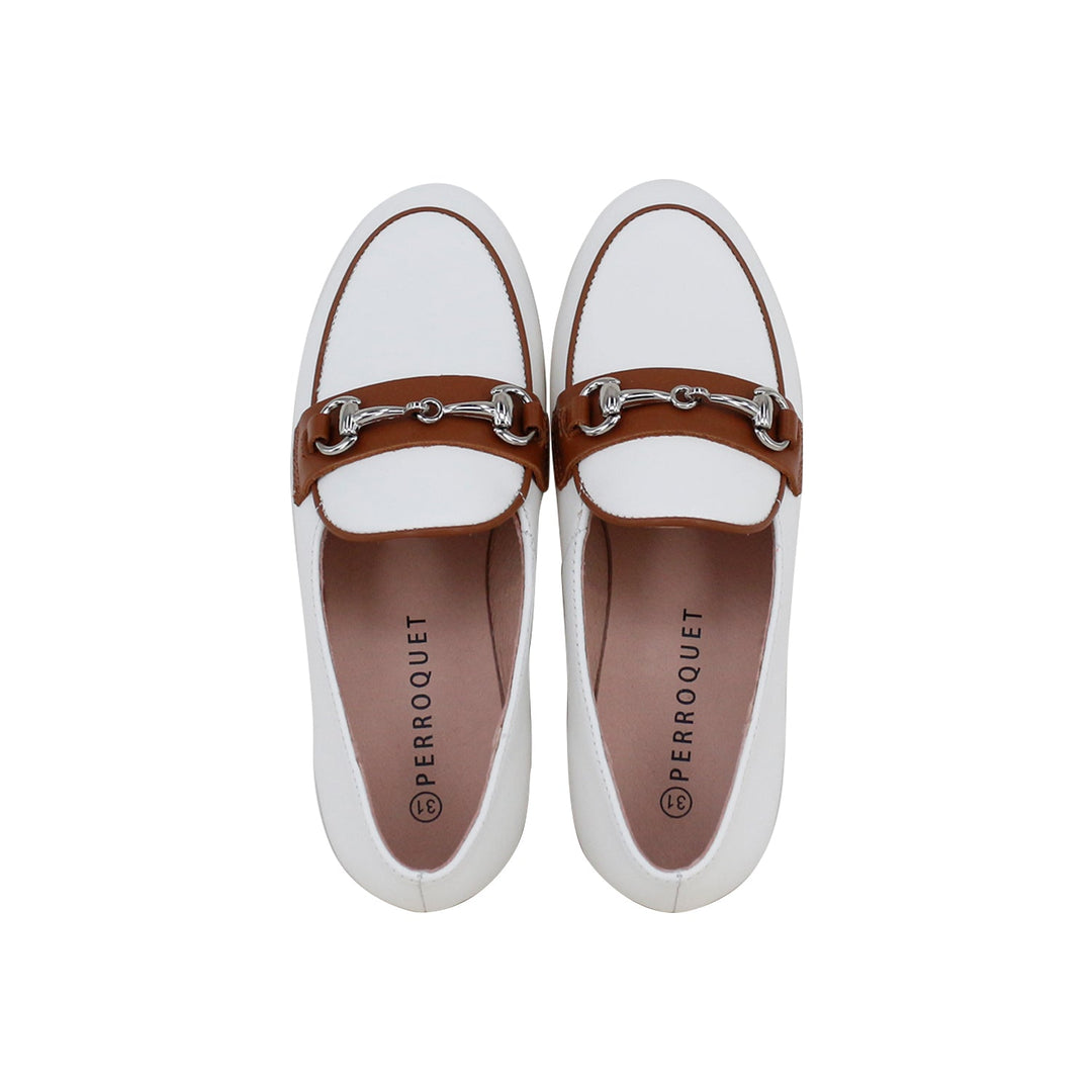 Chain Hard Penny Loafer - White/Luggage