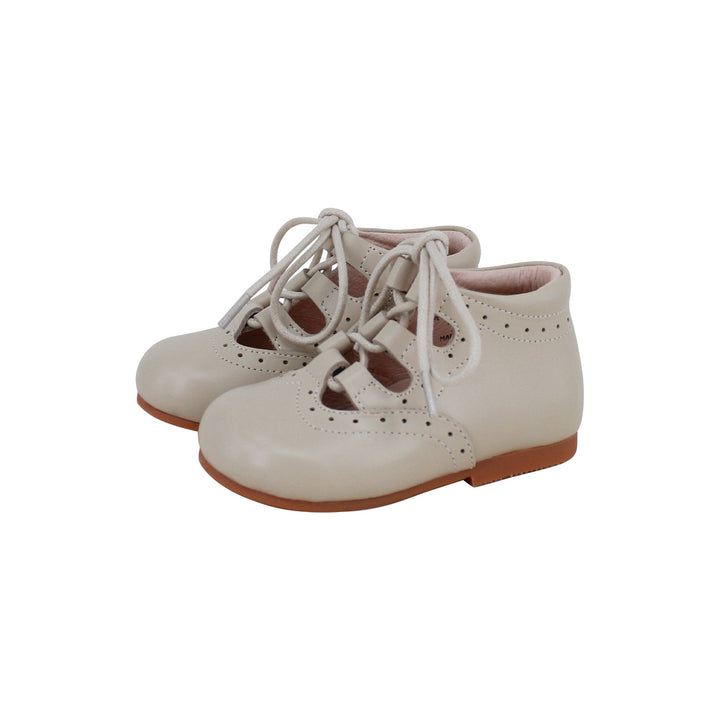 Open Lace Baby Shoe - Beige