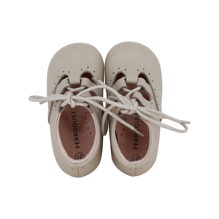 Open Lace Baby Shoe - Beige