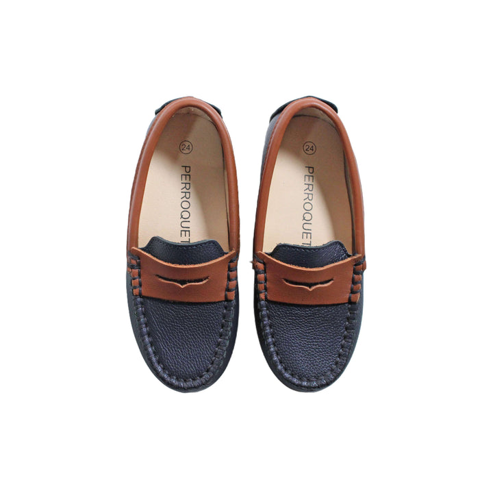 Penny Loafer - Navy/Luggage