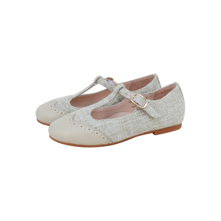 Wingtip T-Strap - Beige